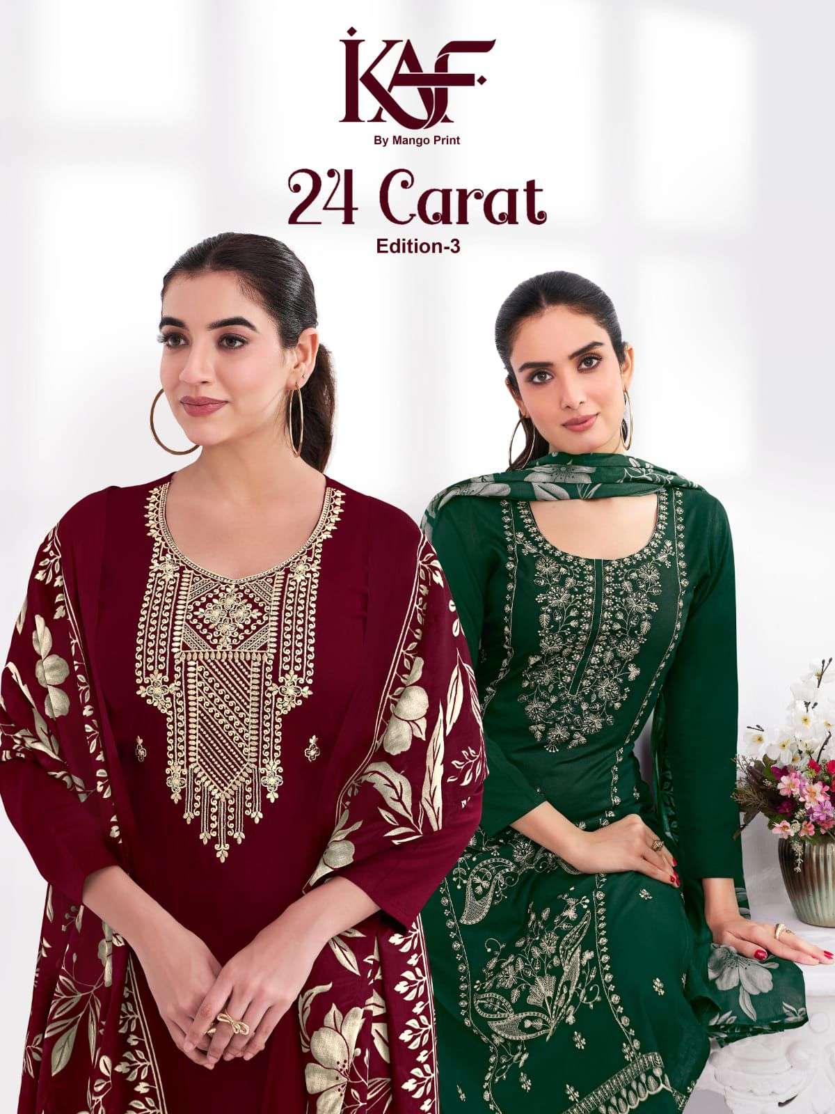 KAF FABRIC 24 CARAT EDITION 3 RAYON FABRIC FANCY WORKS LADIES SALWAR SUIT