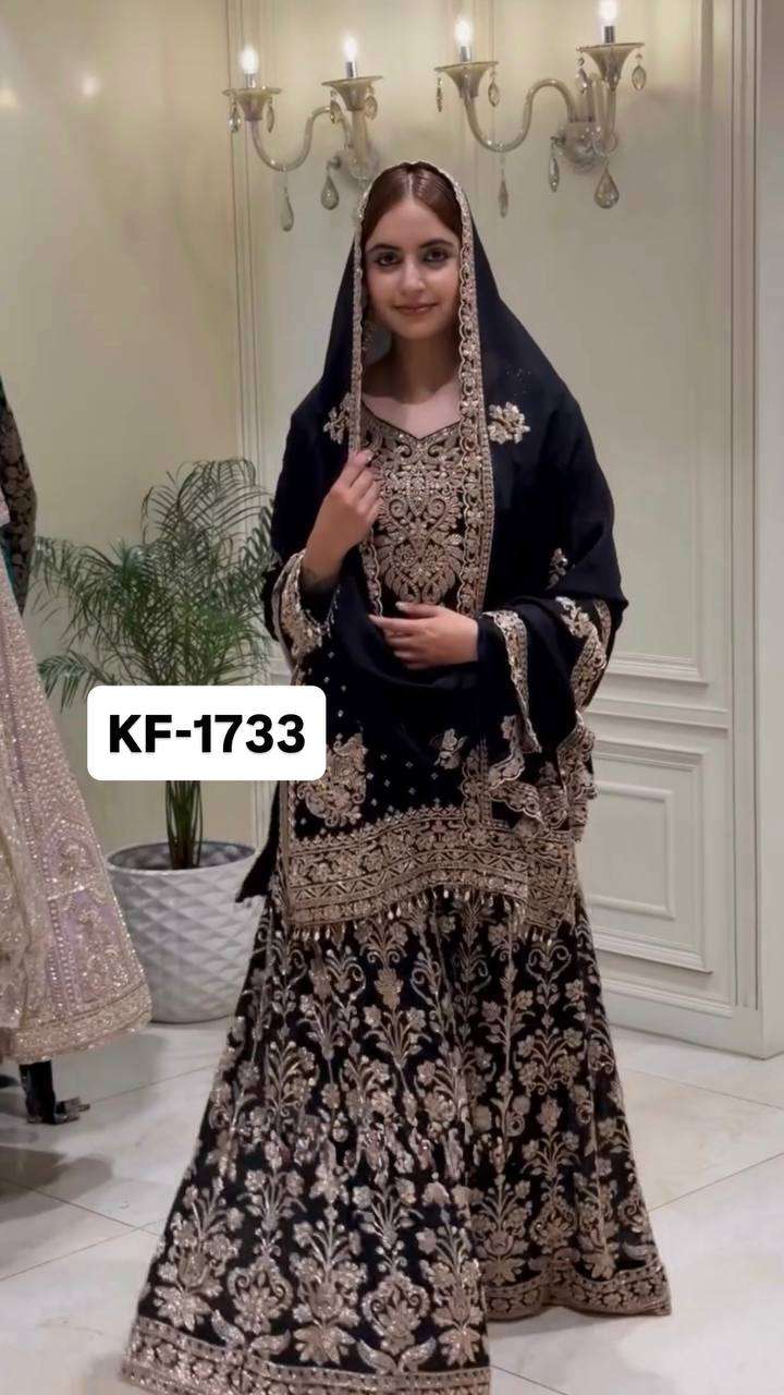 KF 1733 FOX GEORGETTE HEAVY EMBROIDERY DESIGNER WEDDING WEAR SUIT