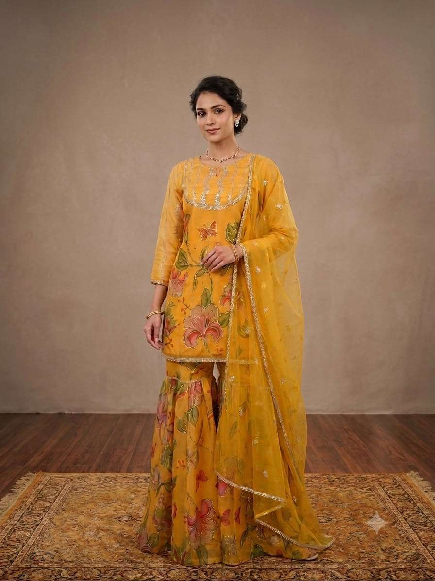 LG 2129 ORGANZA SEQUENCE EMBROIDERY DESIGNER WORK READY MADE FESTIVE WEAR LADIES SUIT