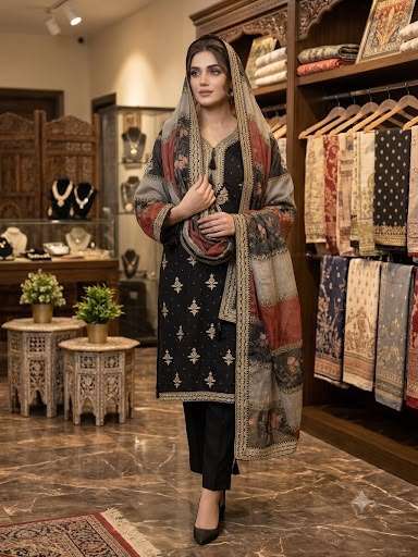 LG 2134 SILK BEAUTIFUL DESIGNER WORK PAKISTANI STYLE LADIES SUIT