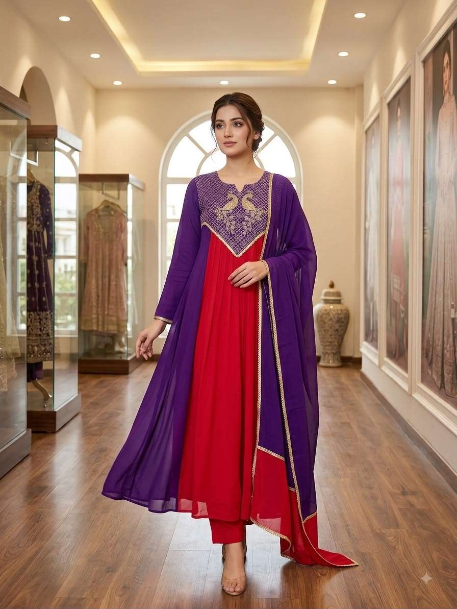 LG 2137 SILK BEAUTIFUL DESIGNER WORK KURTI PANT AND DUPATTA SET