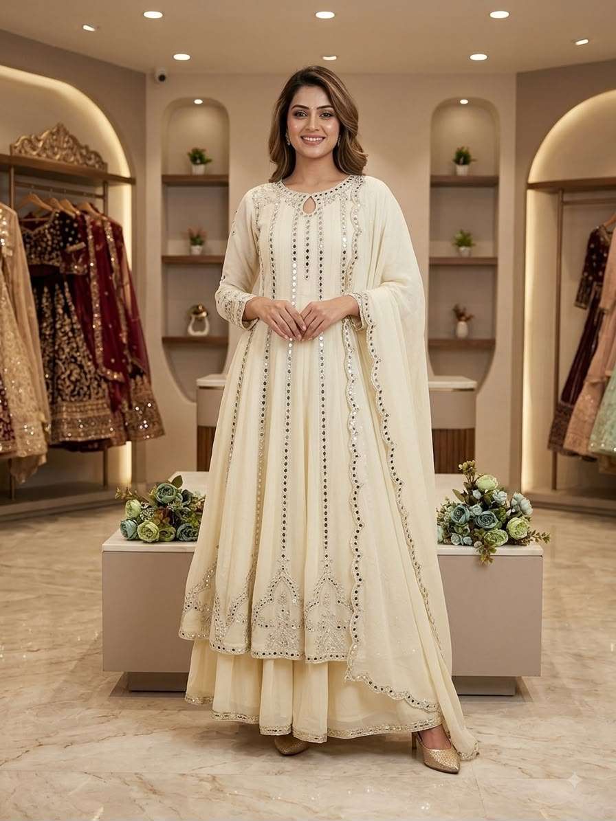 LG 2138 GEORGETTE BEAUTIFUL DESIGNER WORK WEDDING FUNCTION WEAR SUIT