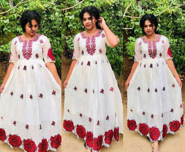 LG 2140 RAYON FANCY EMBROIDERY WORK PREETY LOOKS MAXI GOWN 