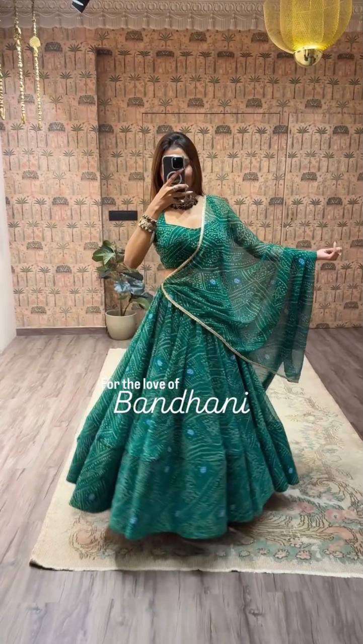 LG 637 PRINTED GEORGETTE  NAVARATRI SEASON WEAR LEHENGA CHOLI 