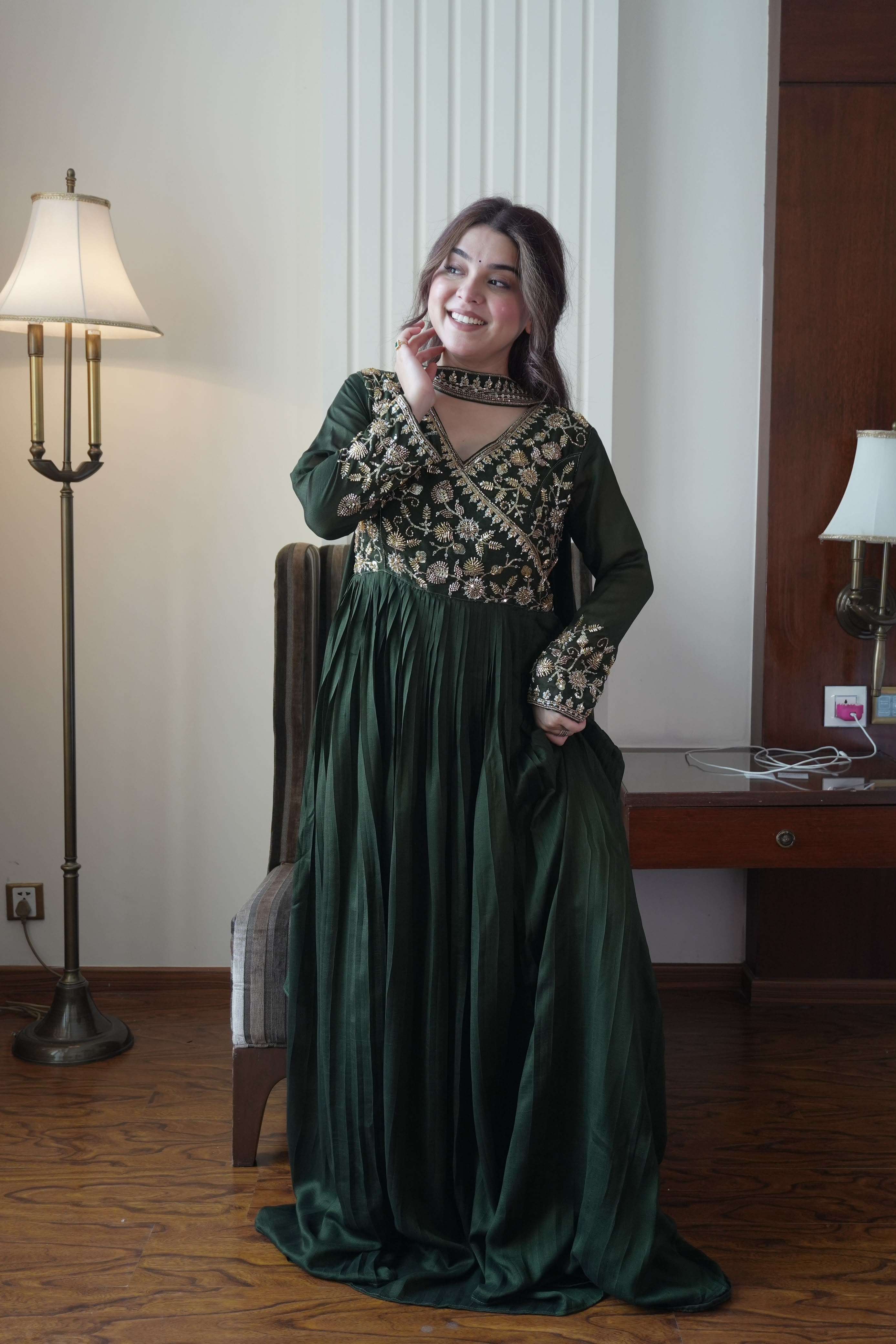 LM 09 SILK BEAUTIFUL DESIGNER LOOK PARTY WEAR GOWN WITH DUPATTA SET 