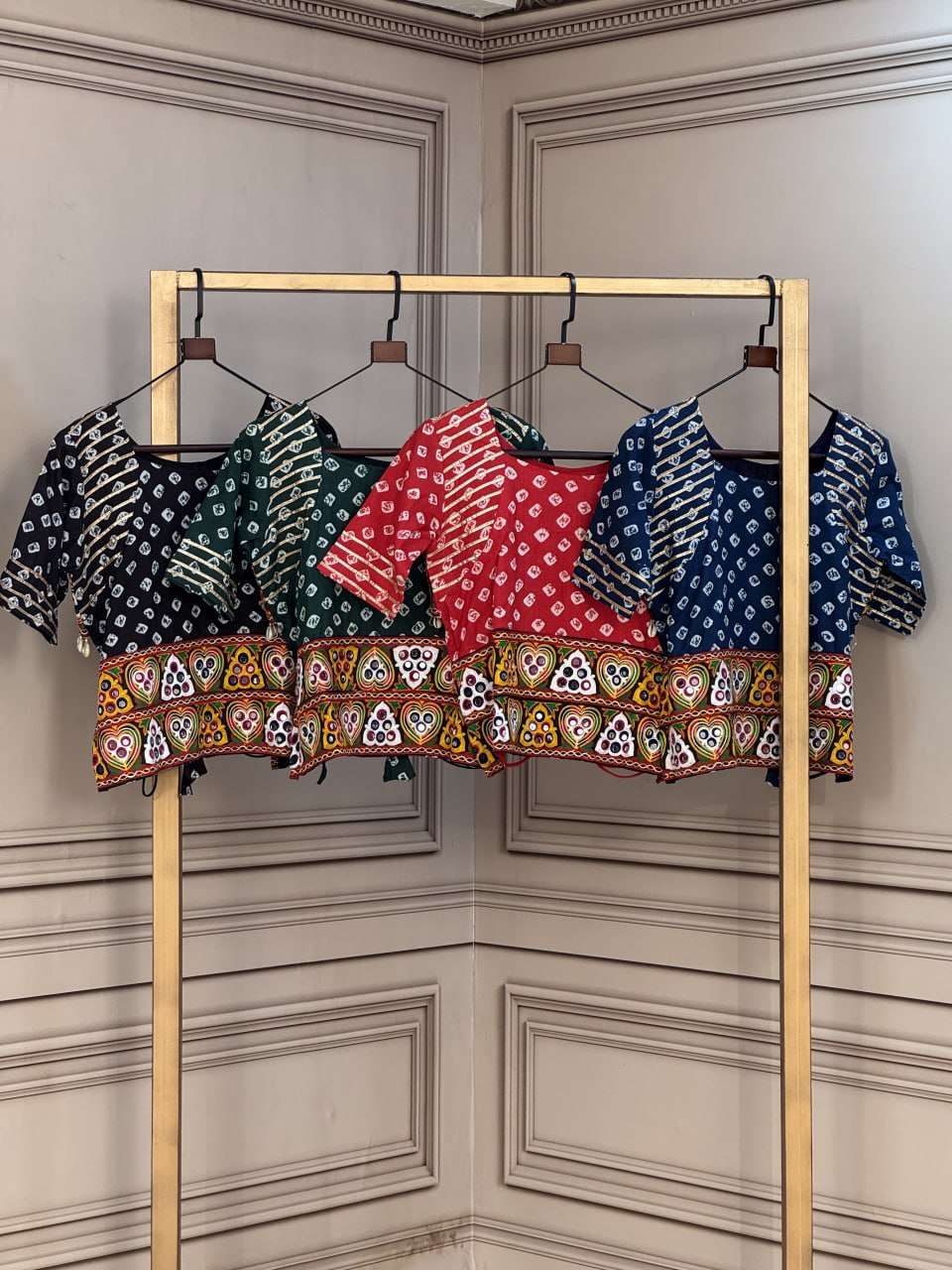 LW 7180 COTTON BANDHANI PRINT WITH COLOURFUL WORK NAVRATRI WEAR CHOLI COLLECTIONS 