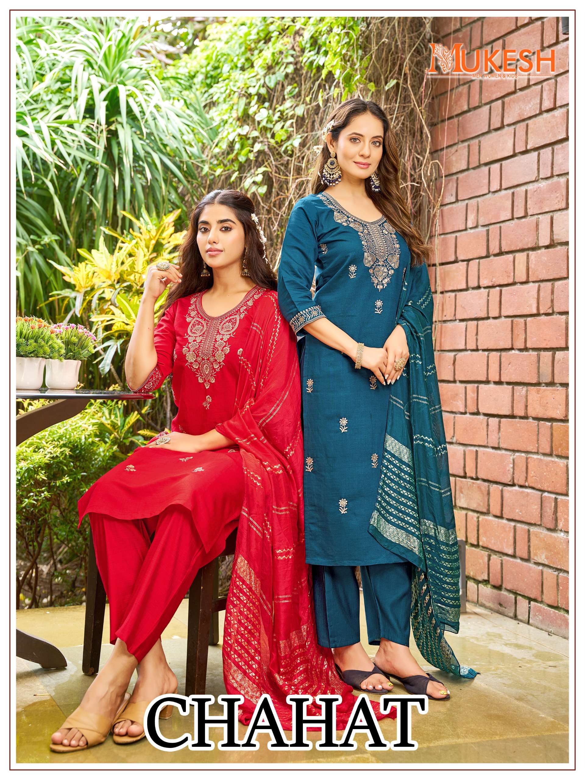 MUKESH CHAHAT SILK WITH EMBROIDERY WORK READY MADE LADIES SUIT