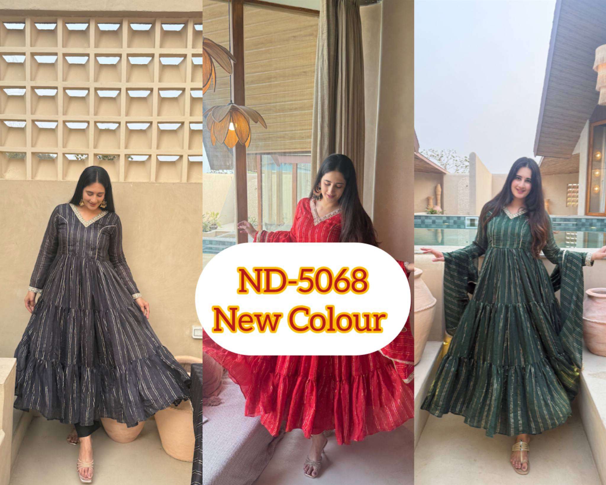 ND 5068 SILK DESIGNER WORK PARTY WEAR ANARKALI GOWN STYLE SUIT