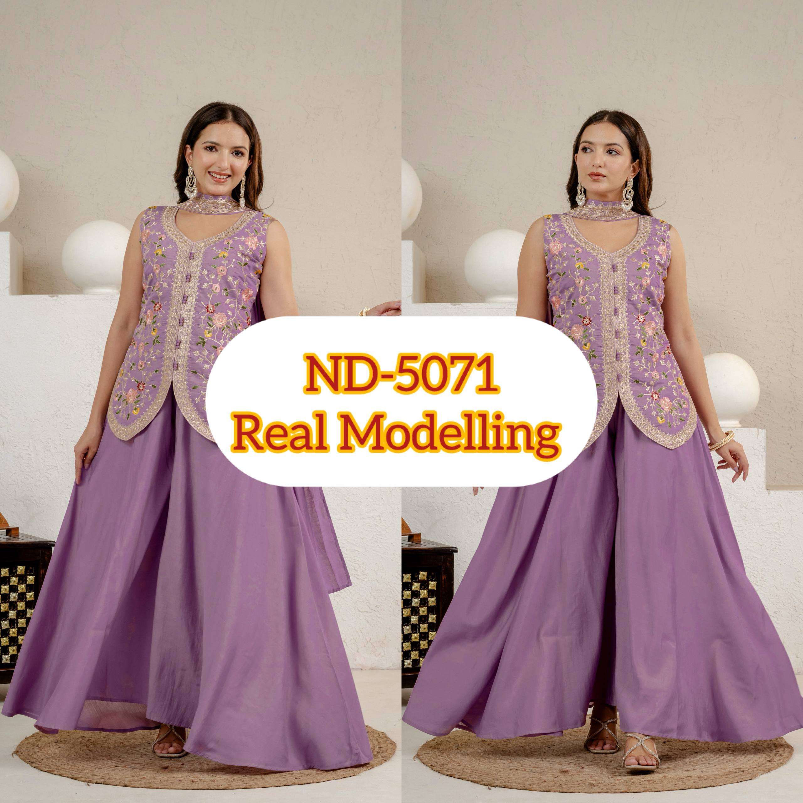 ND 5071 SILK BEAUTIFUL DESIGNER LOOK PARTY WEAR LADIES SUIT