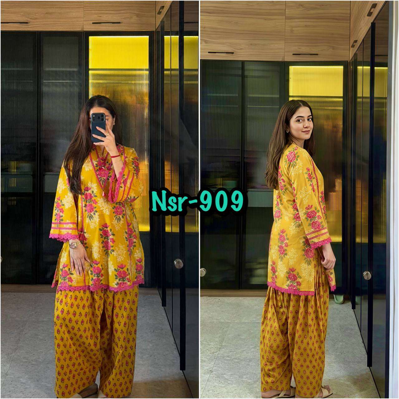 NSR 909 FANCY PREETY LOOK DESIGNER LADIES TOP WITH BOTTOM PAIR 