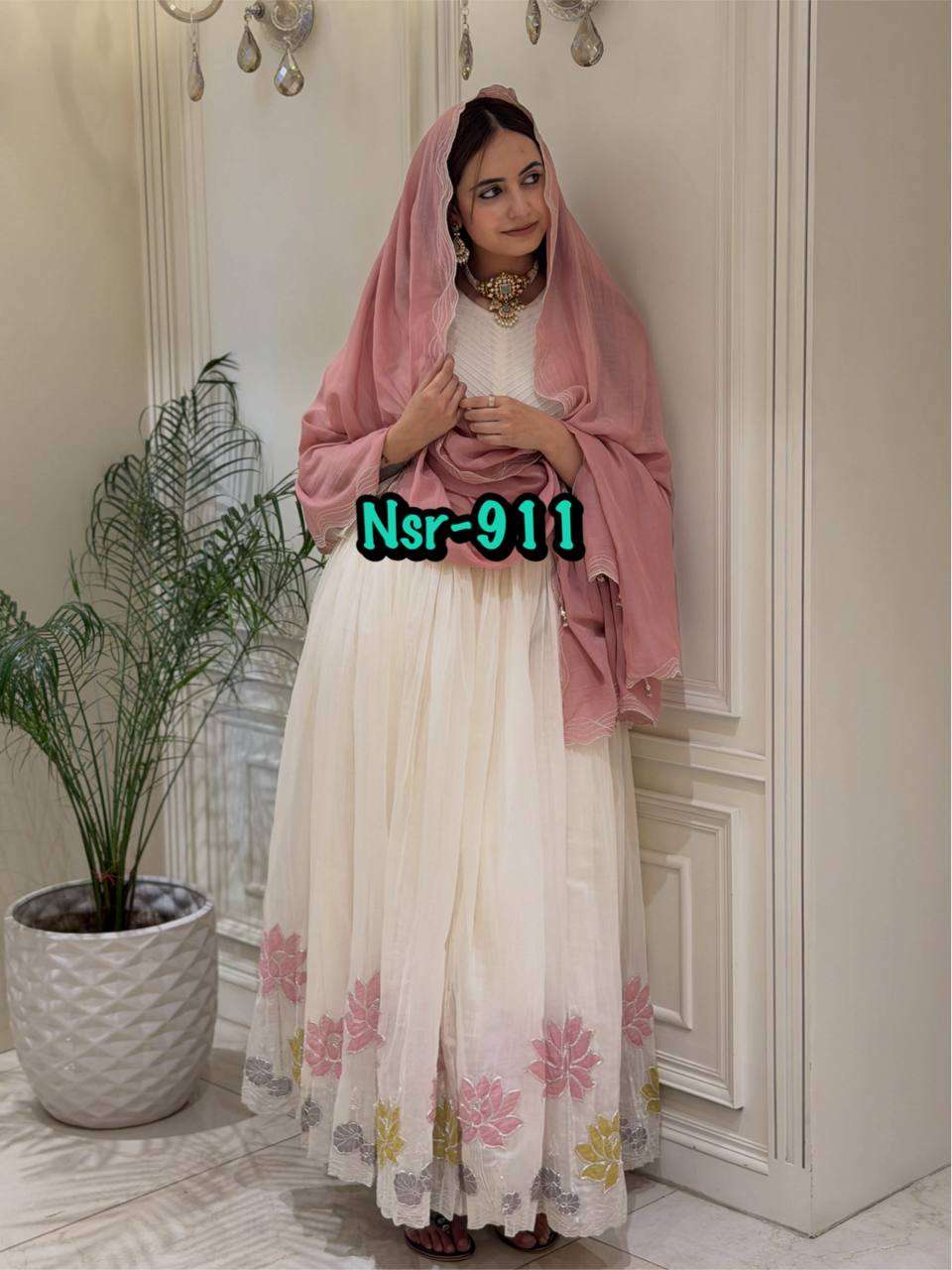 NSR 911 FOR GEORGETTE BEAUTIFUL DESIGNER LOOK LOOK GOWN BOTTOM AND DUPATTA SET 