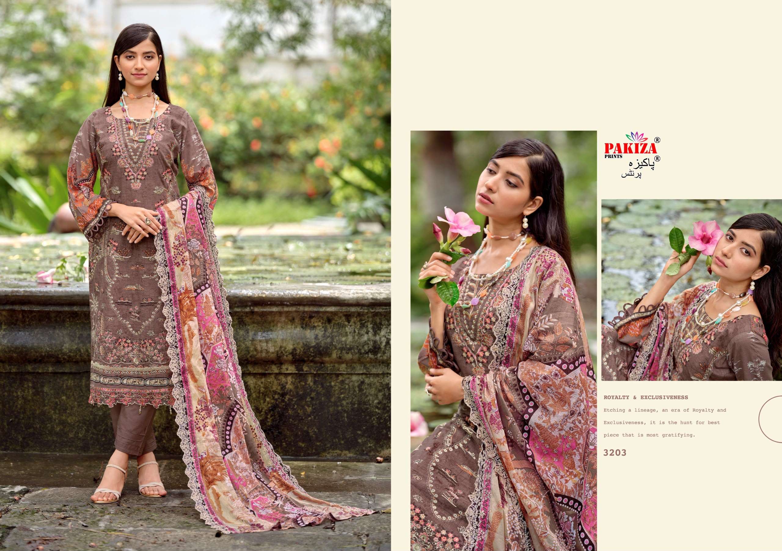 PAKIZA PRINTS FARAH VOL 32 LAWN COTTON PRINT WITH FANCY EMBROIDERY WORK SUIT