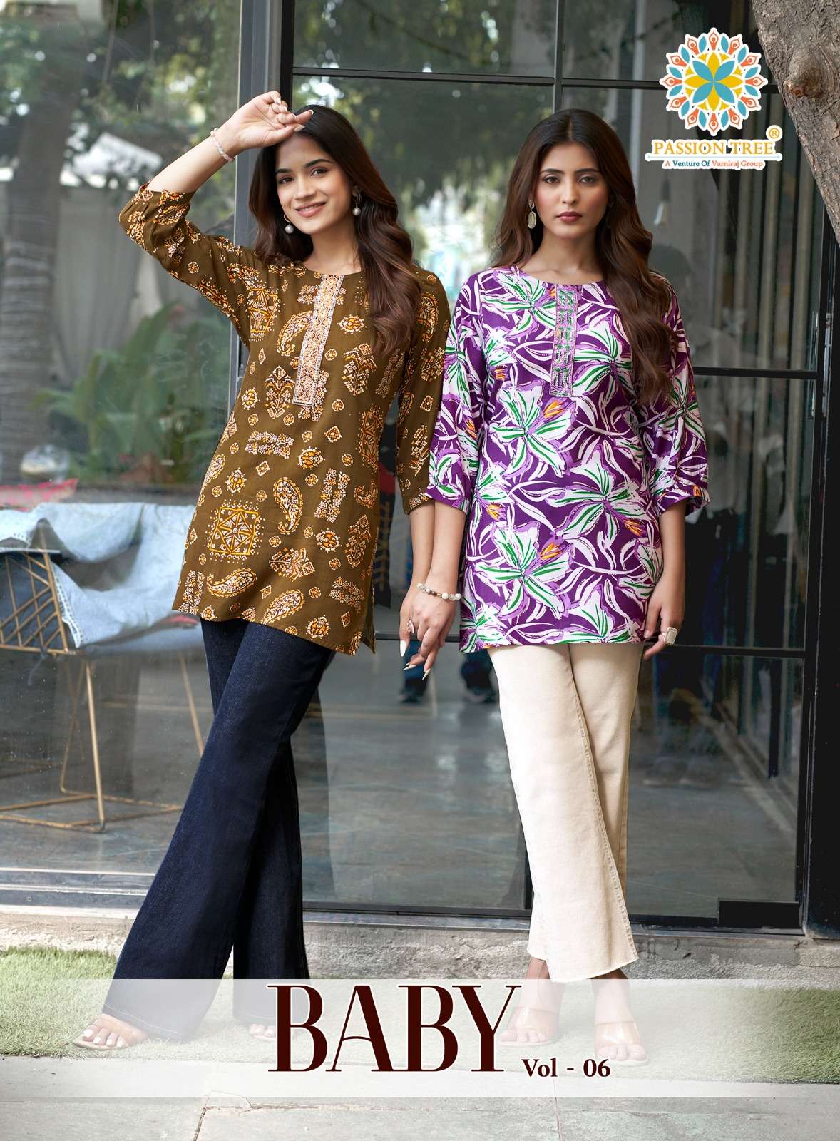 PASSION TREE BABY VOL 6 RAYON PRINT FANCY  WEAR SHORT KURTI