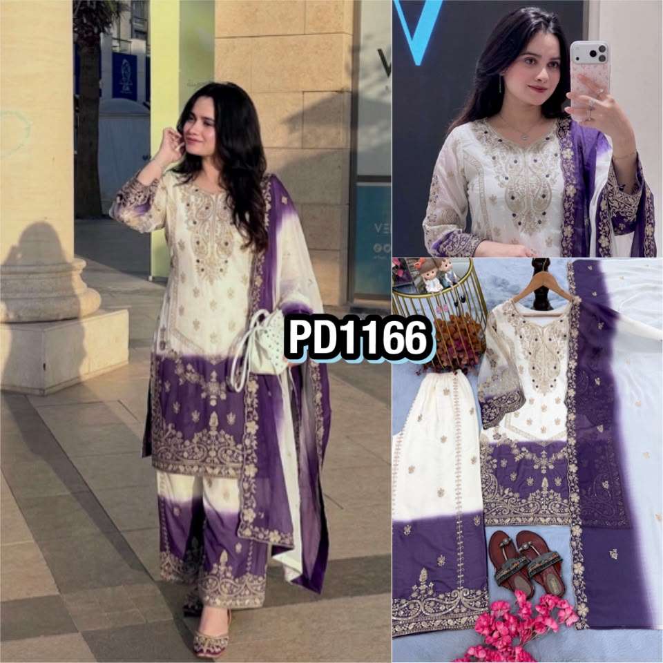 PD 1166 DUAL SHADE GEORGETTE BEAUTIFUL PARTY WEAR DESIGNER LOOK LADIES SUIT
