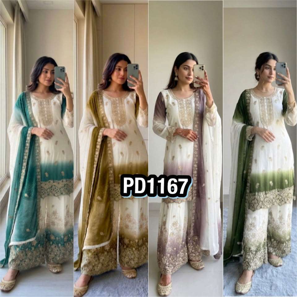 PD 1167 GEORGETTE DESIGNER PARTY WEAR READY MADE TOP PLAZZO COLLECTIONS