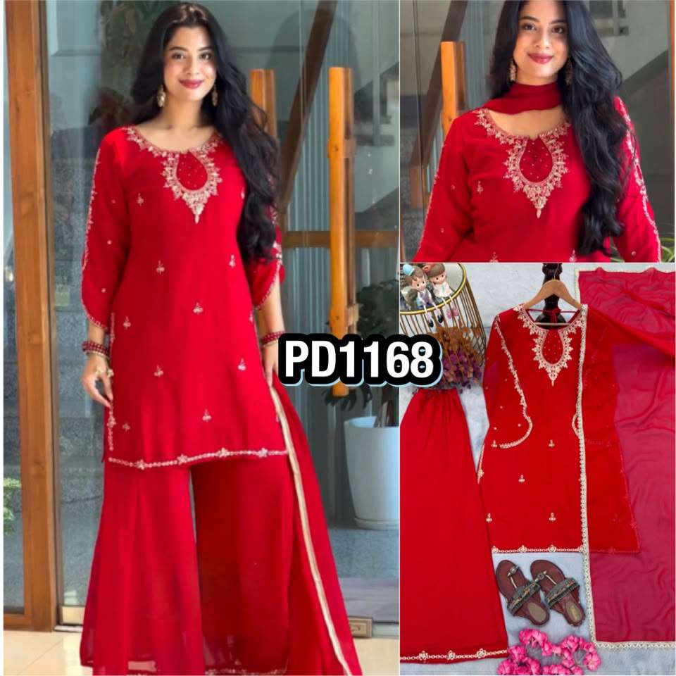 PD 1168 FOR GEORGETTE PREETY LOOK DESIGNER LADIES FUNCTION WEAR SUIT