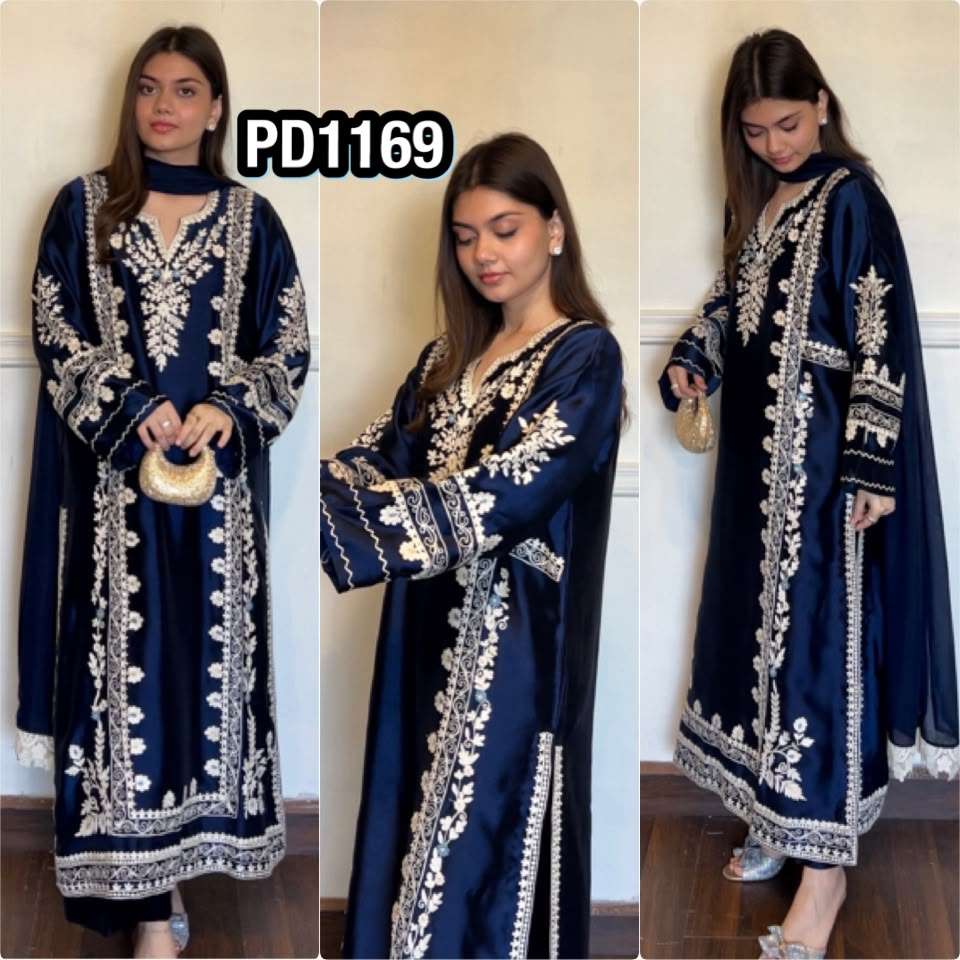 PD 1169 SATIN BEAUTIFUL DESIGNER LOOK PAKISTANI STYLE FUNCTION WEAR SUIT