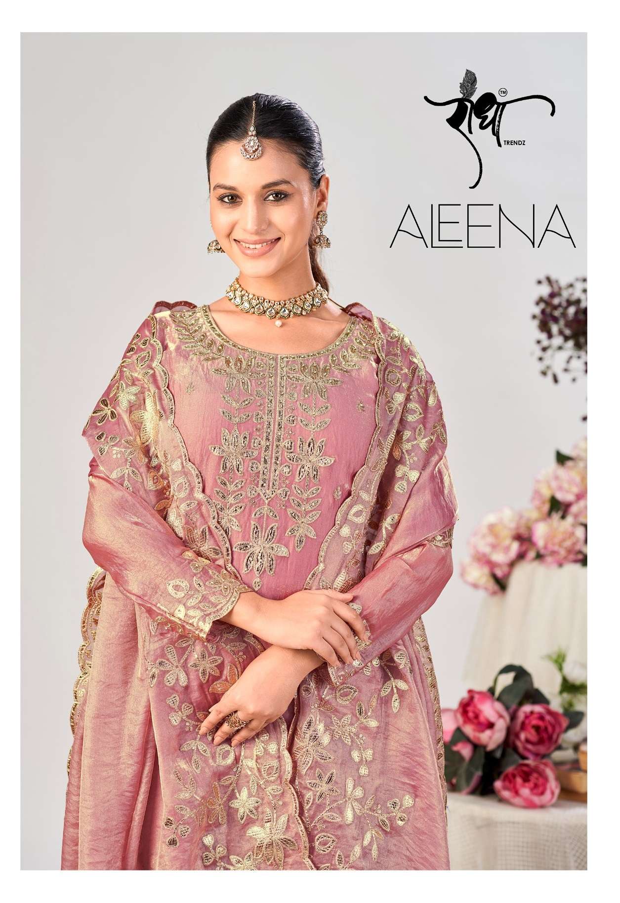 RADHA TRENDZ ALEENA SILK WITH HEAVY EMBROIDERY DESIGNER FESTIVE WEAR SUIT