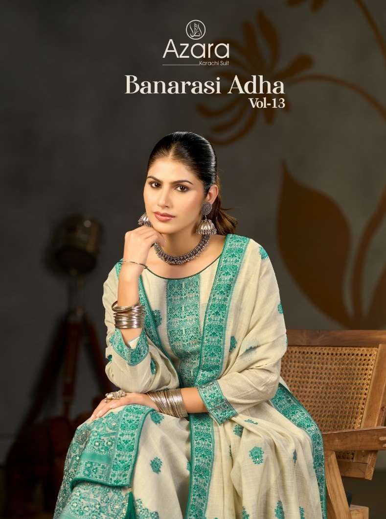 RADHIKA FASHION AZARA BANARASHI ADAH VOL 13 COTTON DESIGNER WORK SUIT