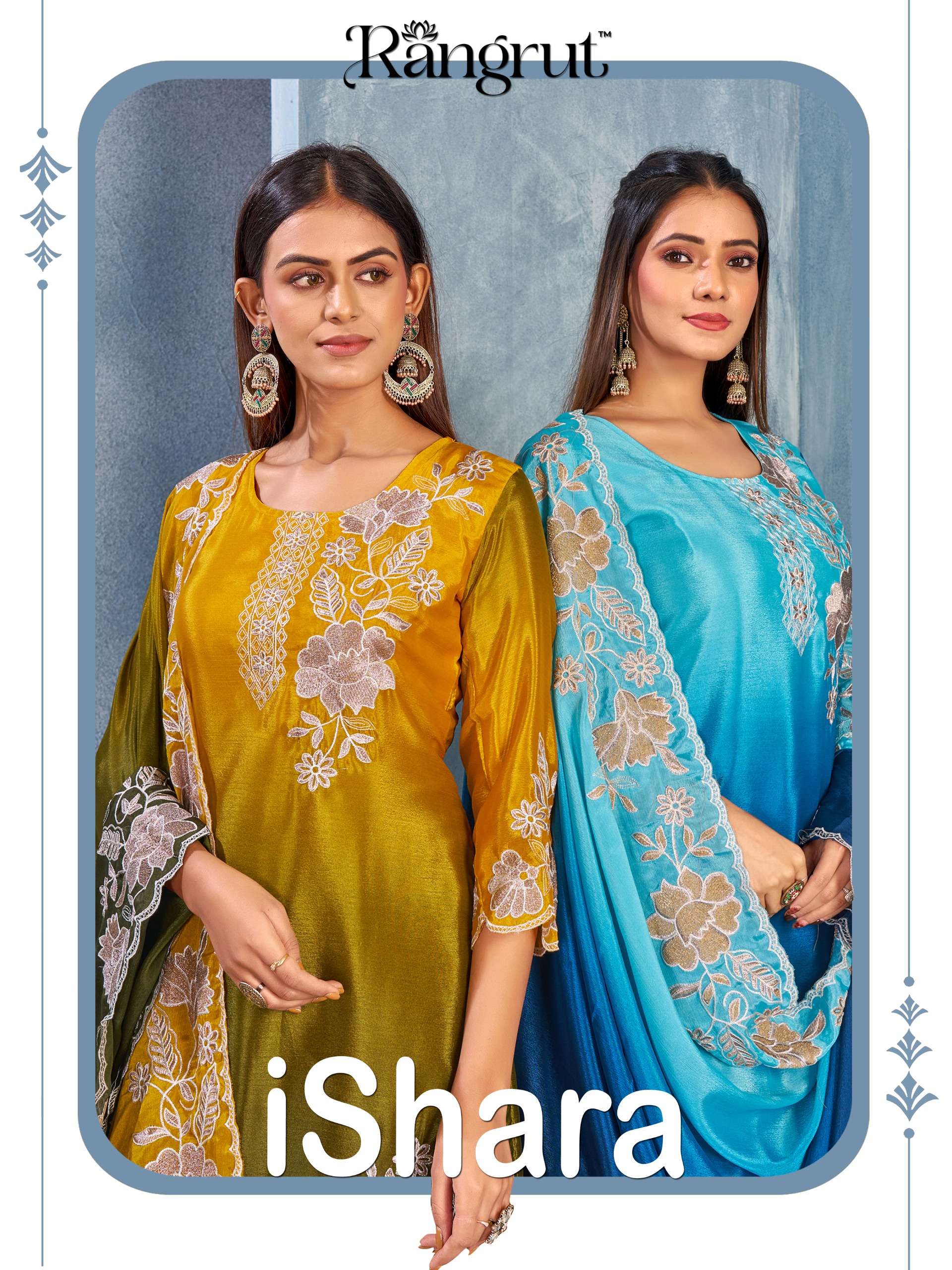 RANGRUT ISHARA CHINON WITH HEAVY EMBROIDERY DESIGNER READY MADE SUIT