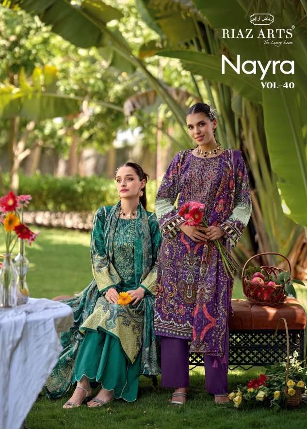 RIAZ ARTS NAYRA VOL 40 COTTON DIGITAL PRINTS WITH FANCY WORKS SUIT