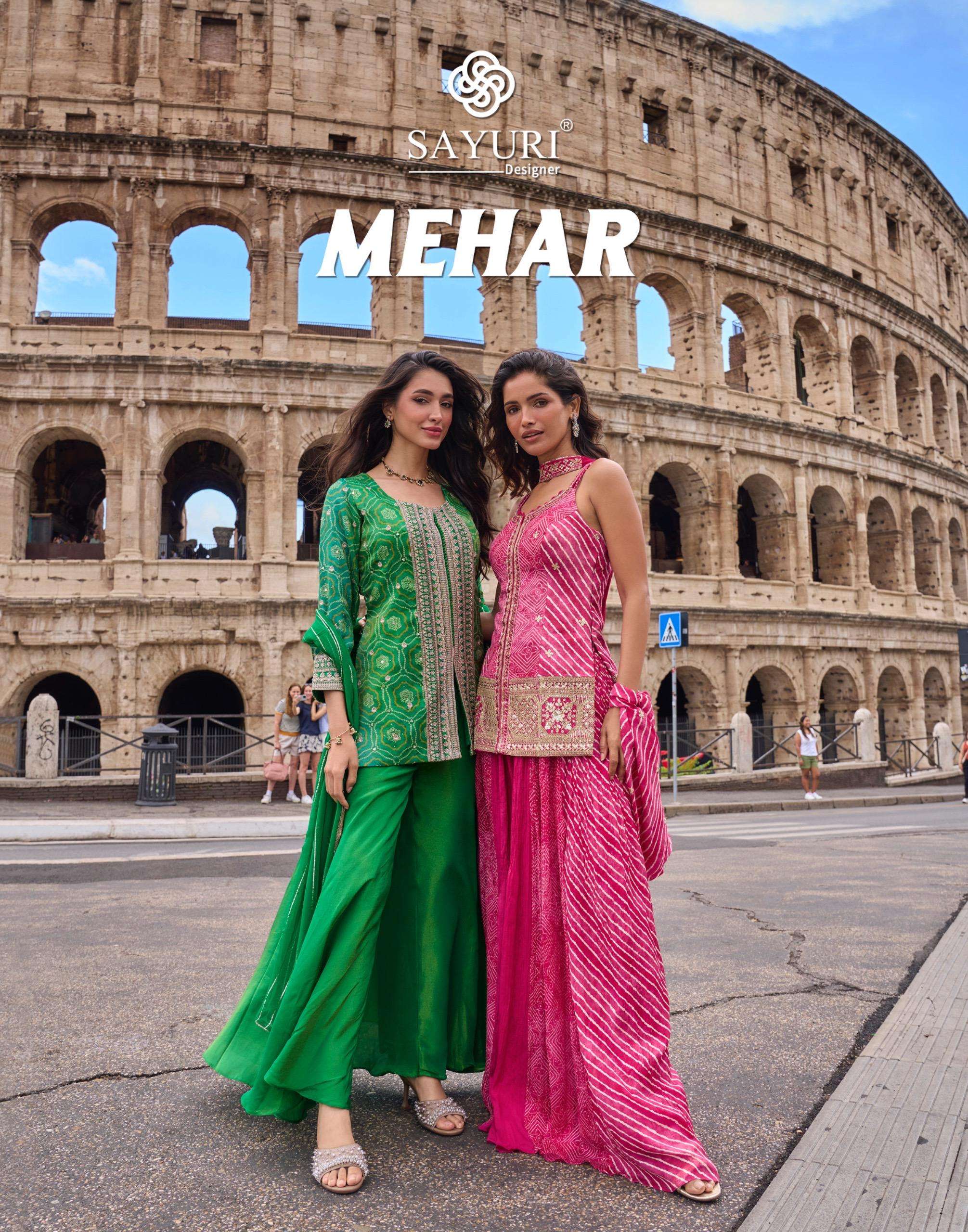 SAYURI DESIGNER MEHAR SILK BEAUTIFUL DESIGNER LOOK WEDDING FUNCTION WEAR LADIES SUIT