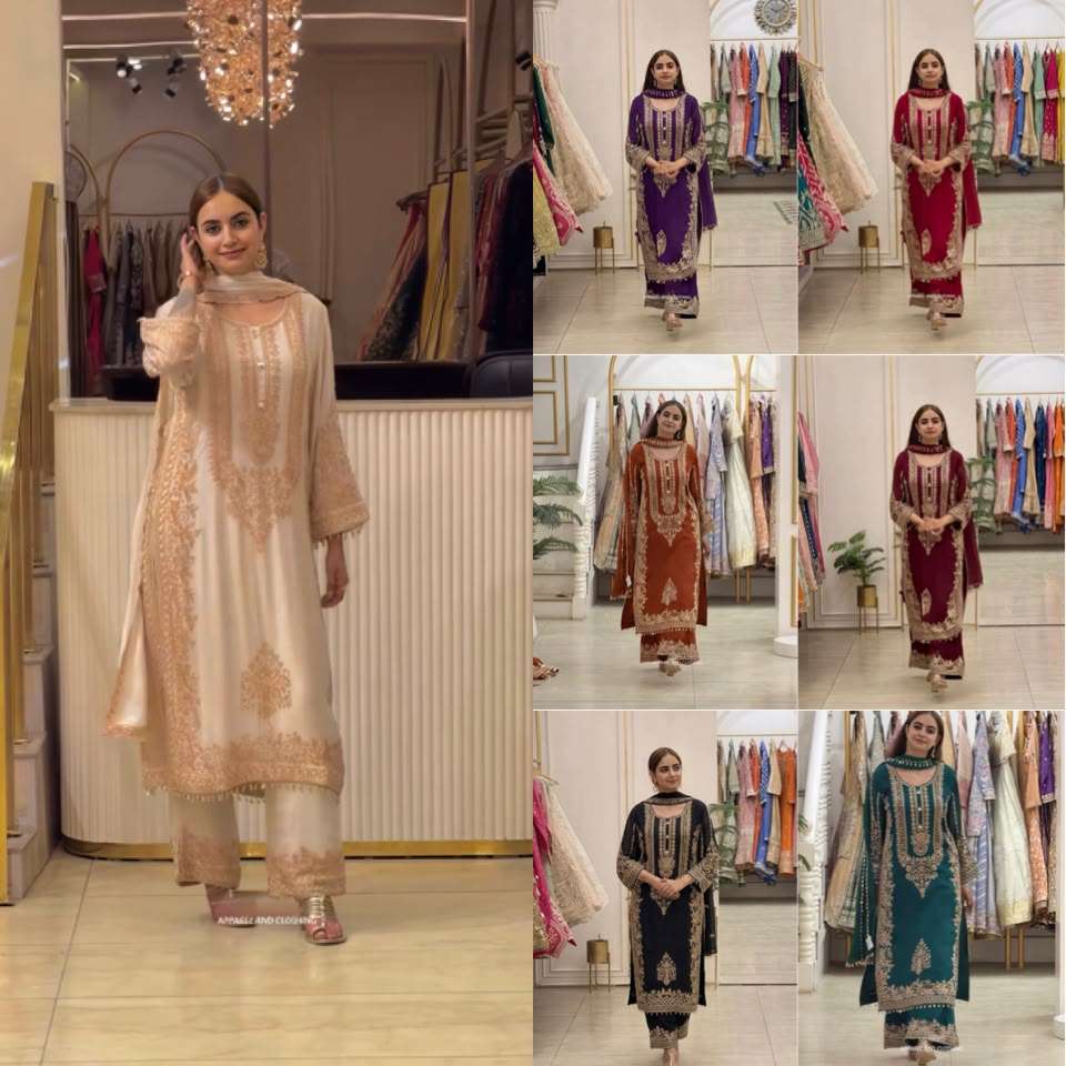 SR 1617 GEORGETTE HEAVY SEQUENCE EMBROIDERY DESIGNER WORK READY MADE SUIT