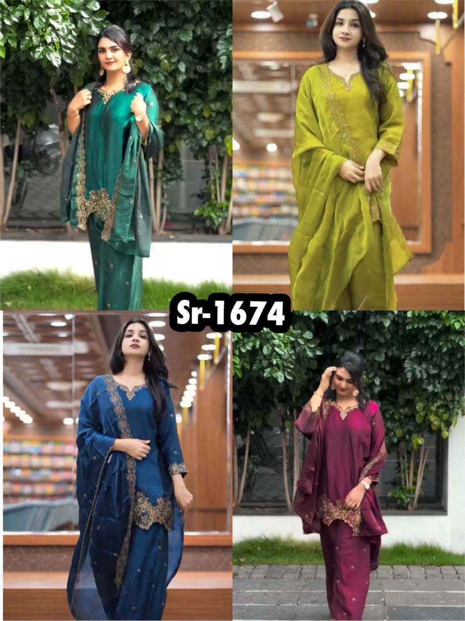 SR 1674 JIMMY SILK HEAVY DESIGNER PARTY WEAR TOP BOTTOM AND DUPATTA SET 