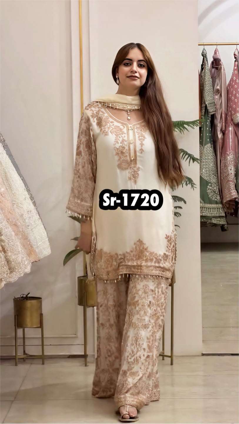 SR 1720 GEORGETTE SEQUENCE EMBROIDERY DESIGNER WORK PARTY WEAR LADIES SUIT