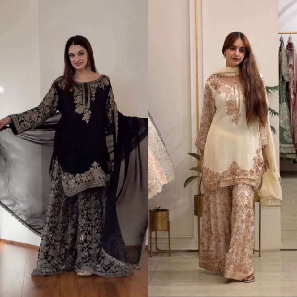 SR 1720 GEORGETTE SEQUENCE EMBROIDERY DESIGNER WORK PARTY WEAR LADIES SUIT