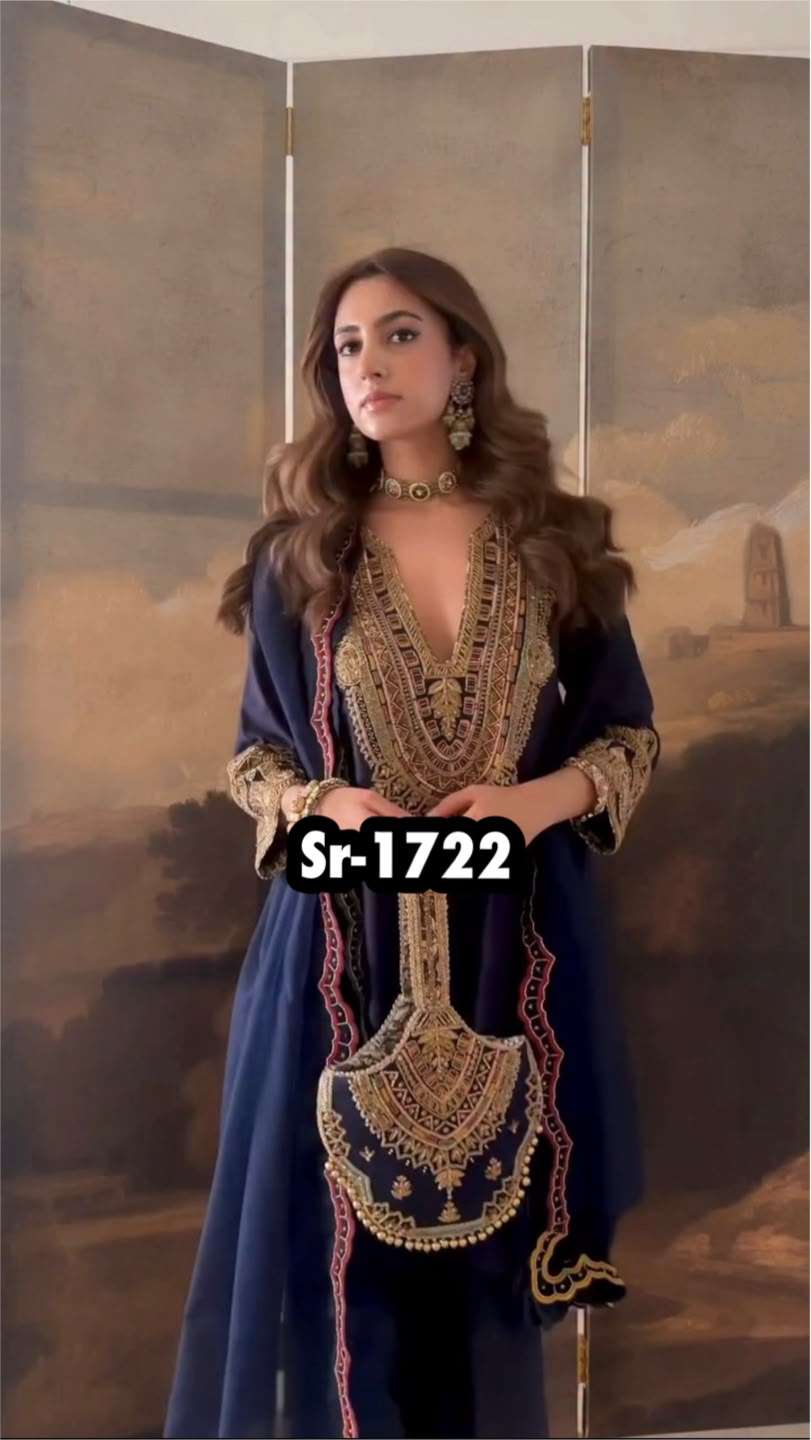 SR 1722 SILK BEAUTIFUL DESIGNER WORK FESTIVE WEAR LADIES SHARARA SUIT