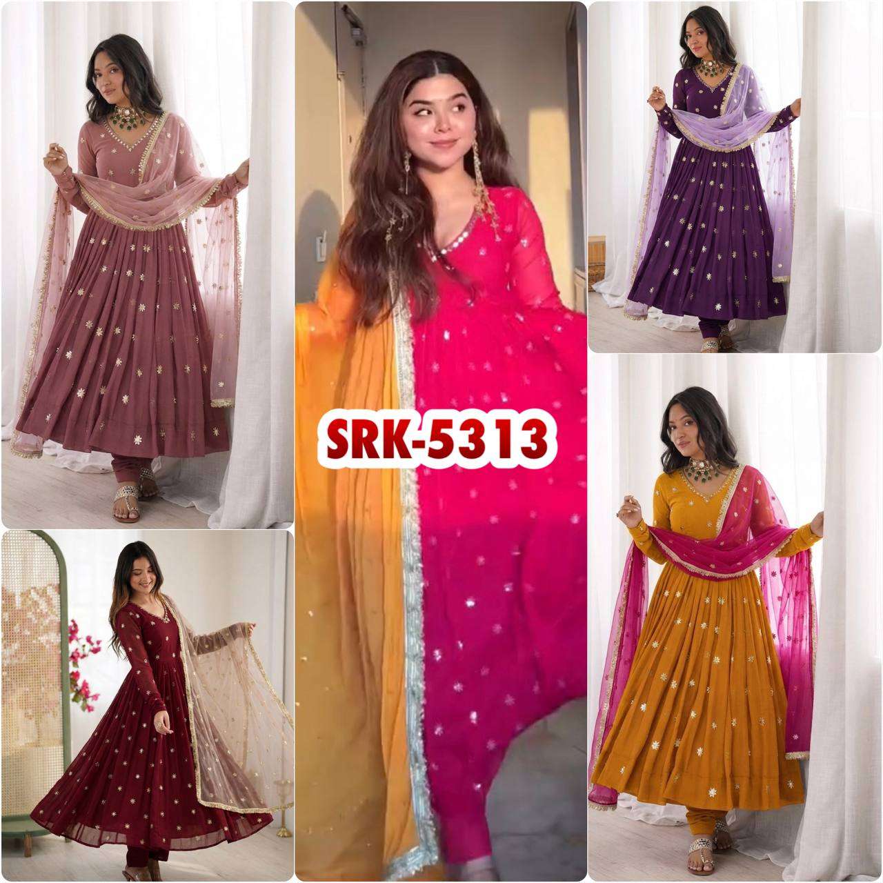 SRK 5313 GEORGETTE PREETY LOOK DESIGNER PARTY WEAR ANARKALI GOWN STYLE DRESS