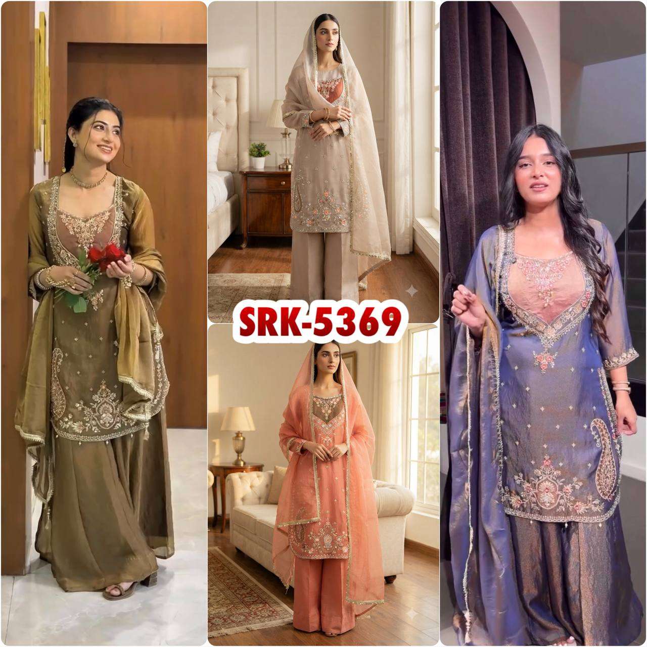 SRK 5369 SILK HEAVY EMBROIDERD DESIGNER FESTIVE WEAR LADIES SUIT
