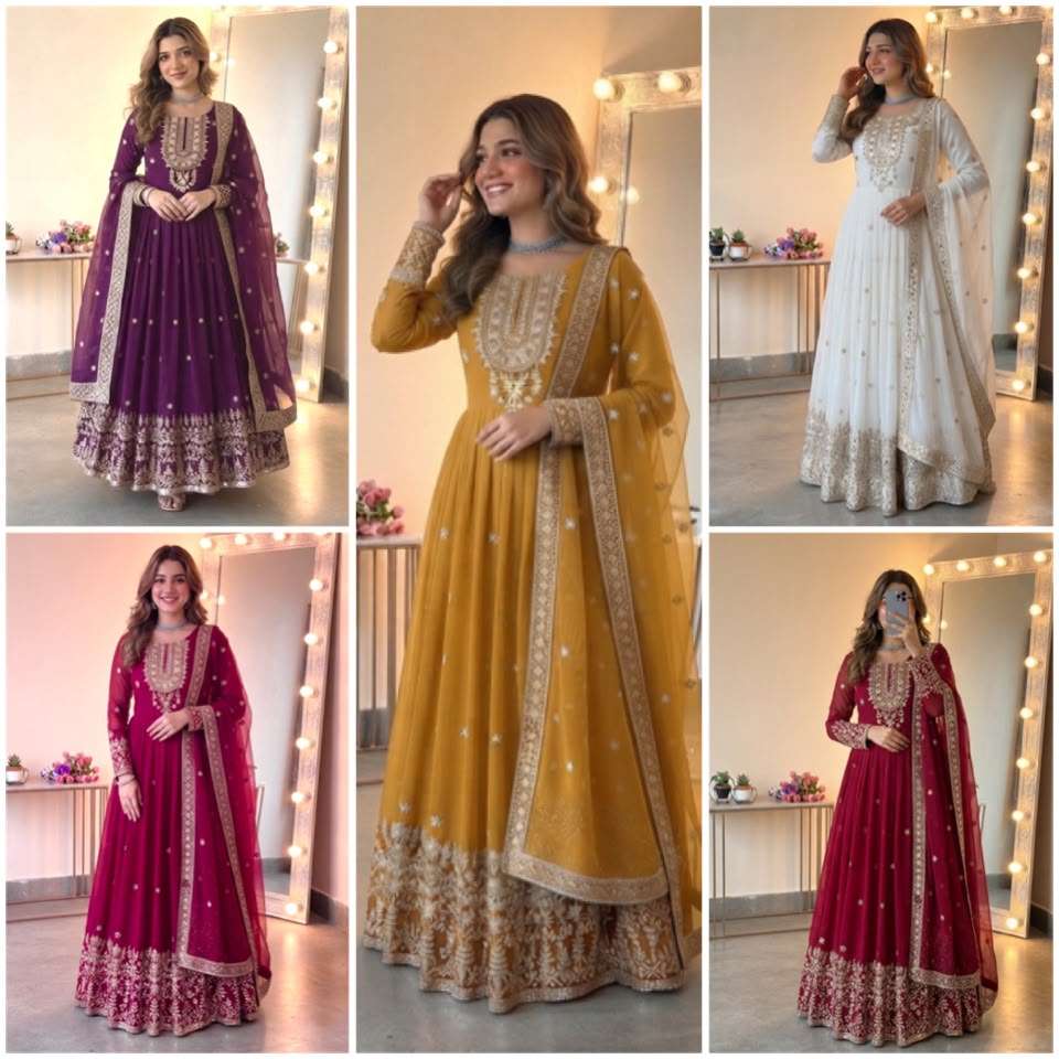 SSR 546 GEORGETTE SEQUENCE DESIGNER WORK READY MADE FESTIVE WEAR GOWN SUIT
