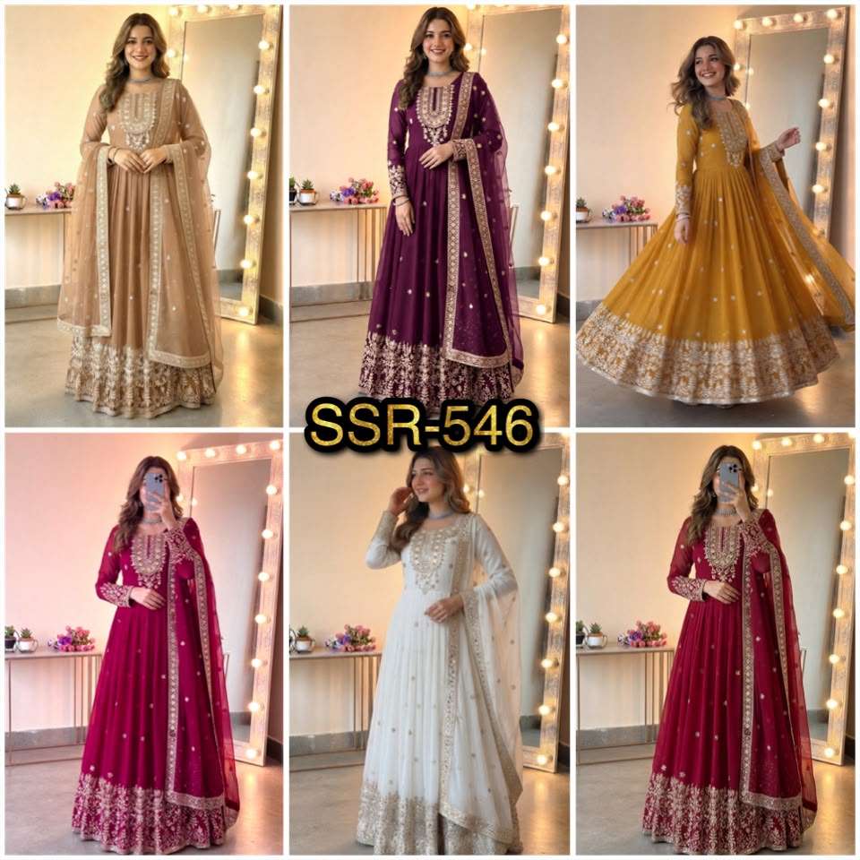 SSR 546 GEORGETTE SEQUENCE DESIGNER WORK READY MADE FESTIVE WEAR GOWN SUIT