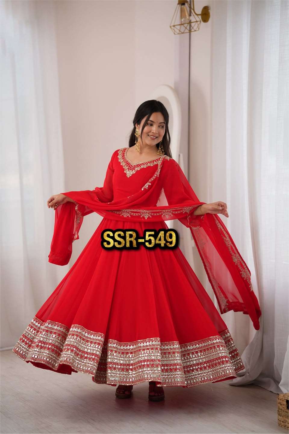 SSR 549 GEORGETTE DESIGNER PARTY WEAR LADIES GOWN BOTTOM AND DUPATTA SET 