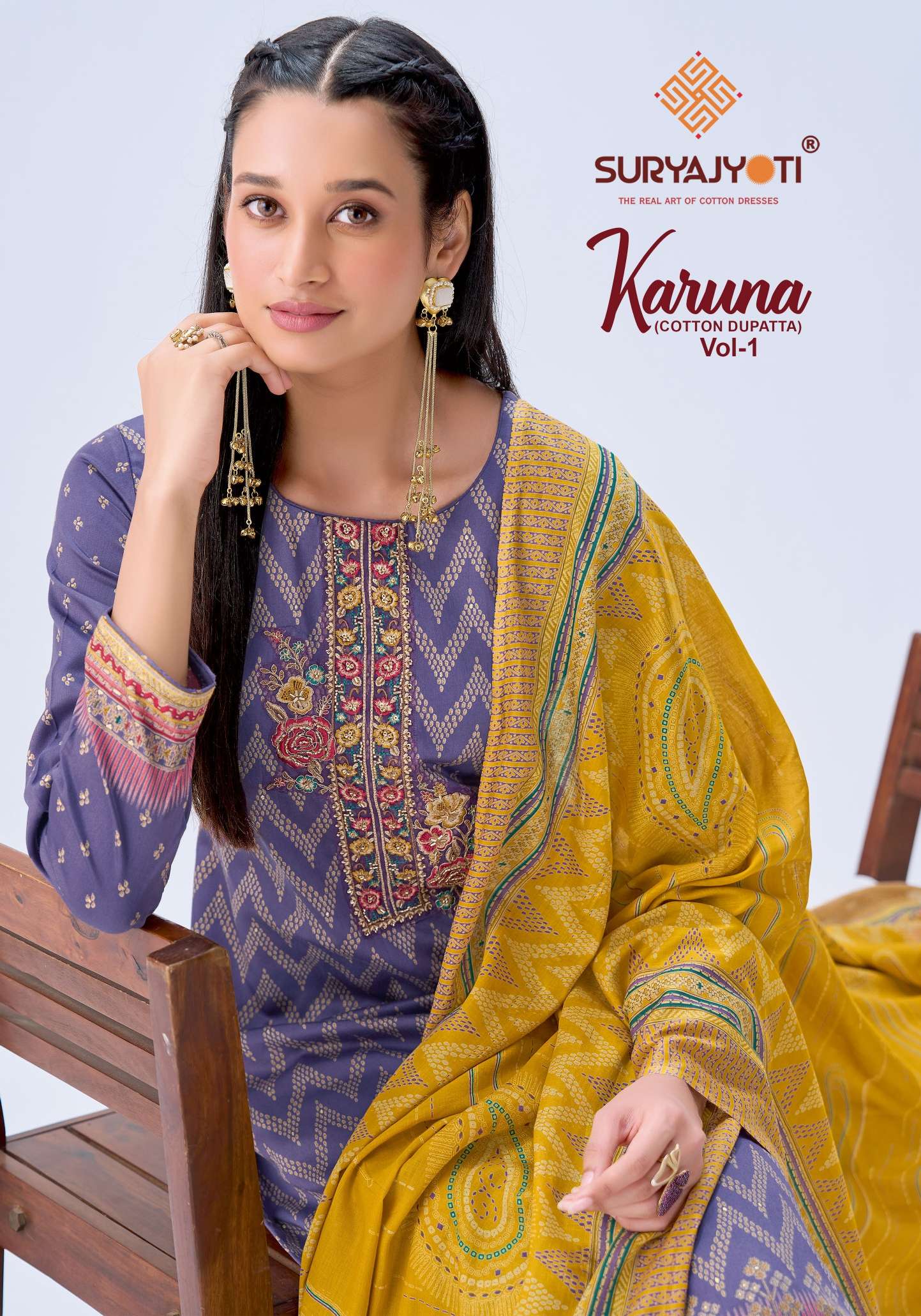 SURYAJYOTI KARUNA VOL 1 JAM SATIN PRINT WITH FANCY WORK SUITS 