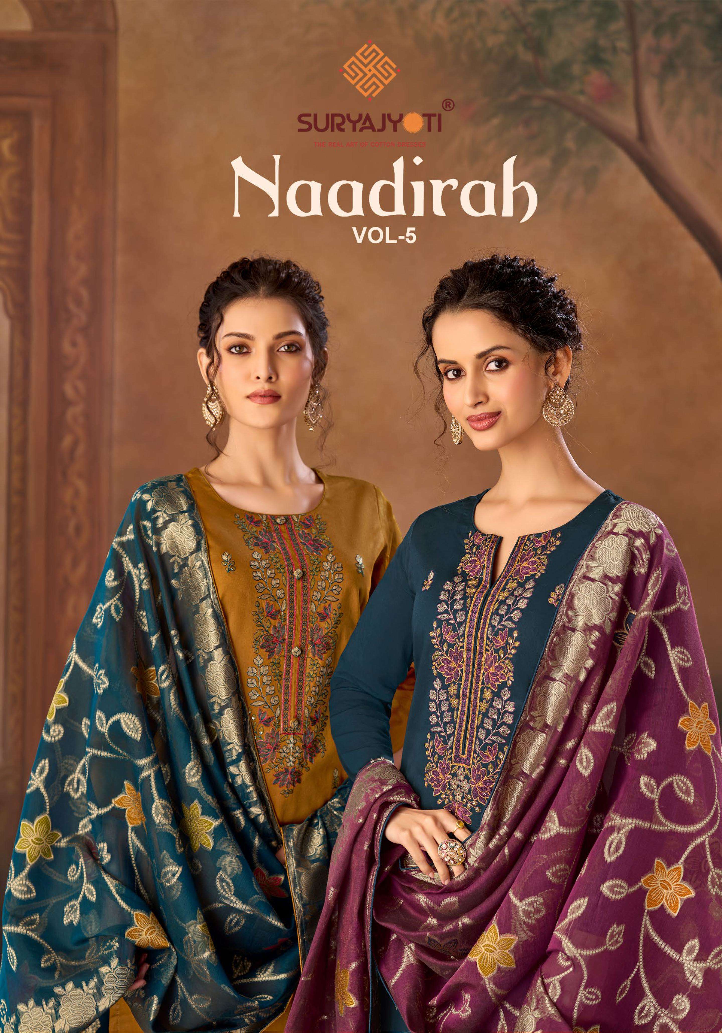 SURYAJYOTI NAADIRAH VOL 5 JAM SATIN FANCY DESIGNER WORK SUIT