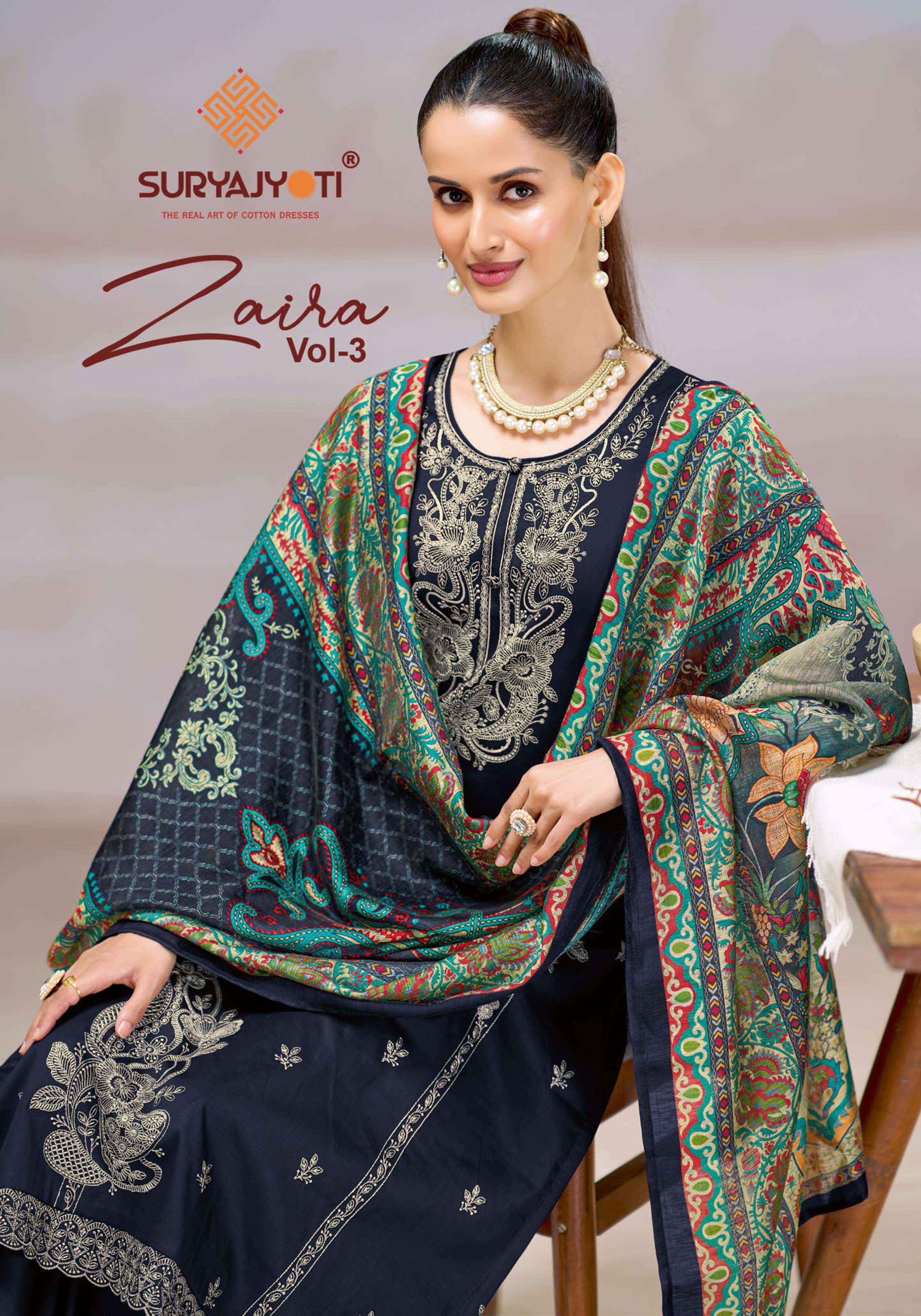 SURYAJYOTI ZAIRA VOL 3 JAM SATIN HEAVY EMBROIDERY DESIGNER WORK SUIT