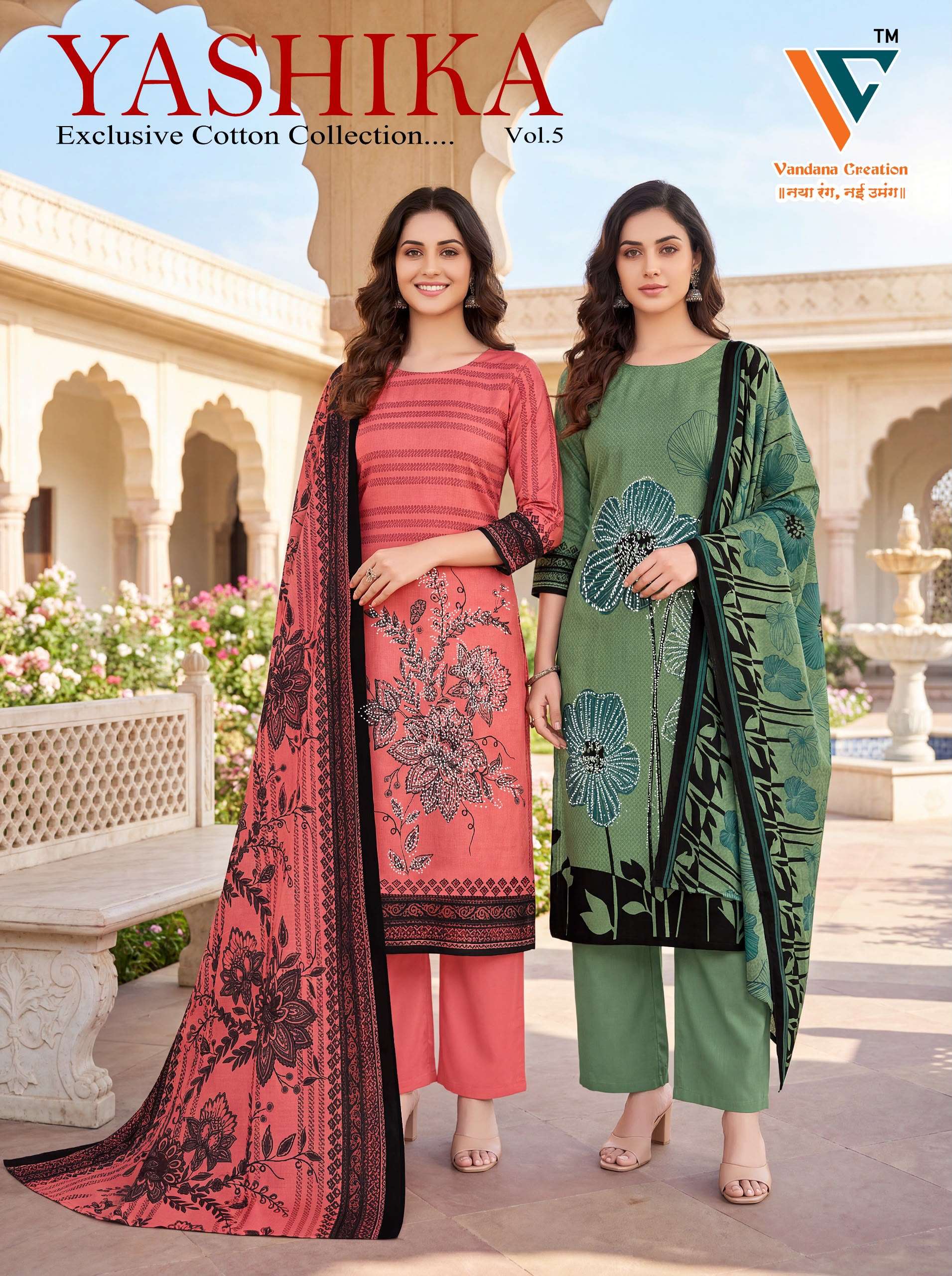 VANDANA CREATION YASHIKA VOL 5 COTTON PRINT WITH FANCY SWAROVSKI WORK SUIT