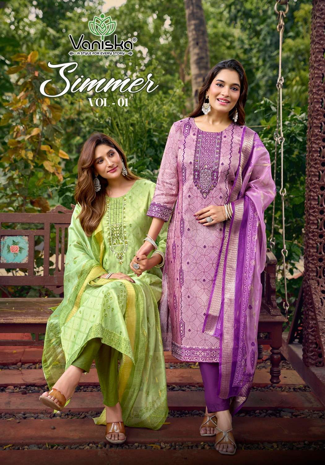 VANSIKA ️SIMMER VOL 1 SILK STRAIGHT STYLE  KURTI WITH PANT &  DUPATTA SET