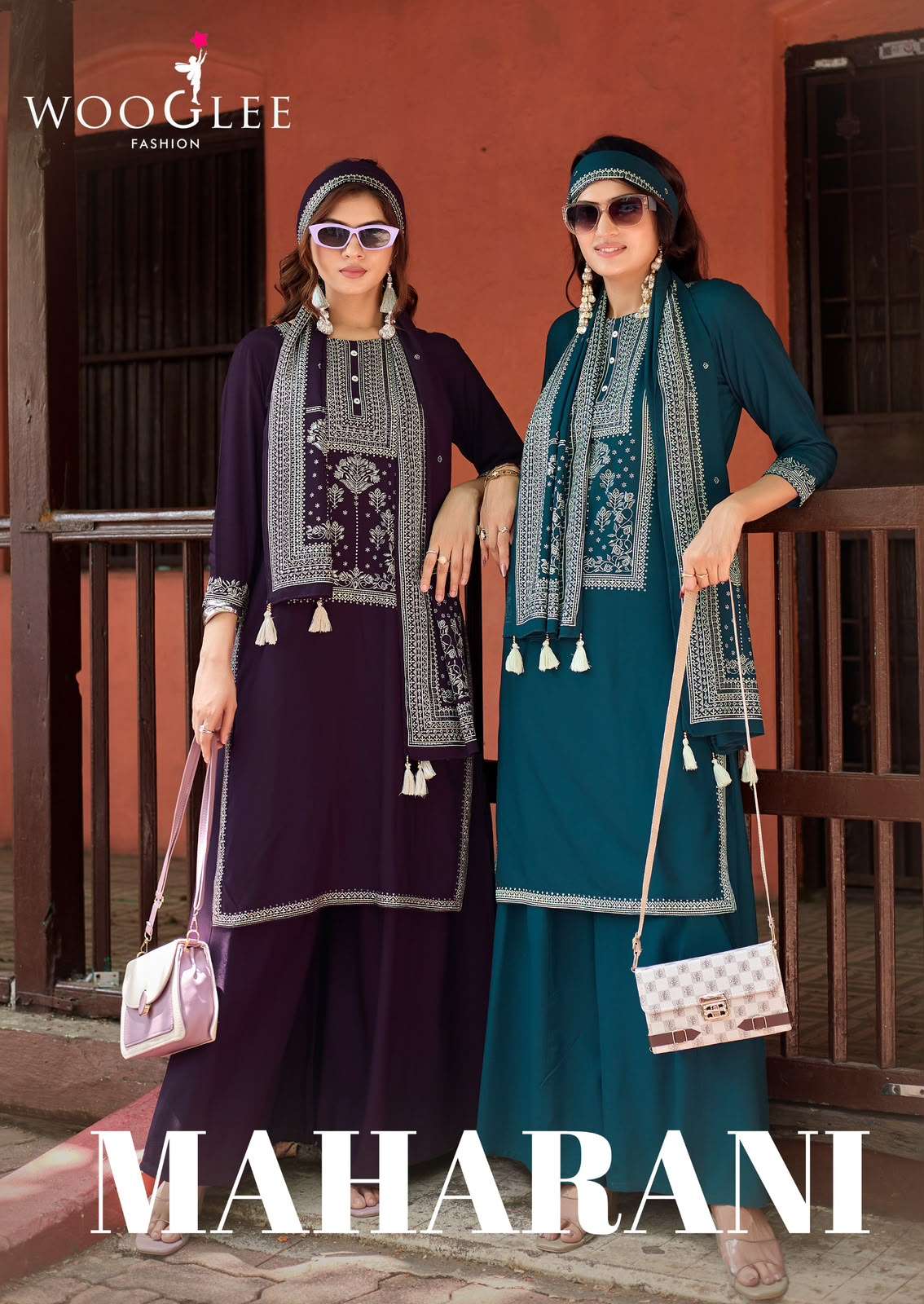 WOOGLEE MAHARANI RAYON FANCY EMBROIDERIES WORK LADIES 3PCS SET COLLECTION 