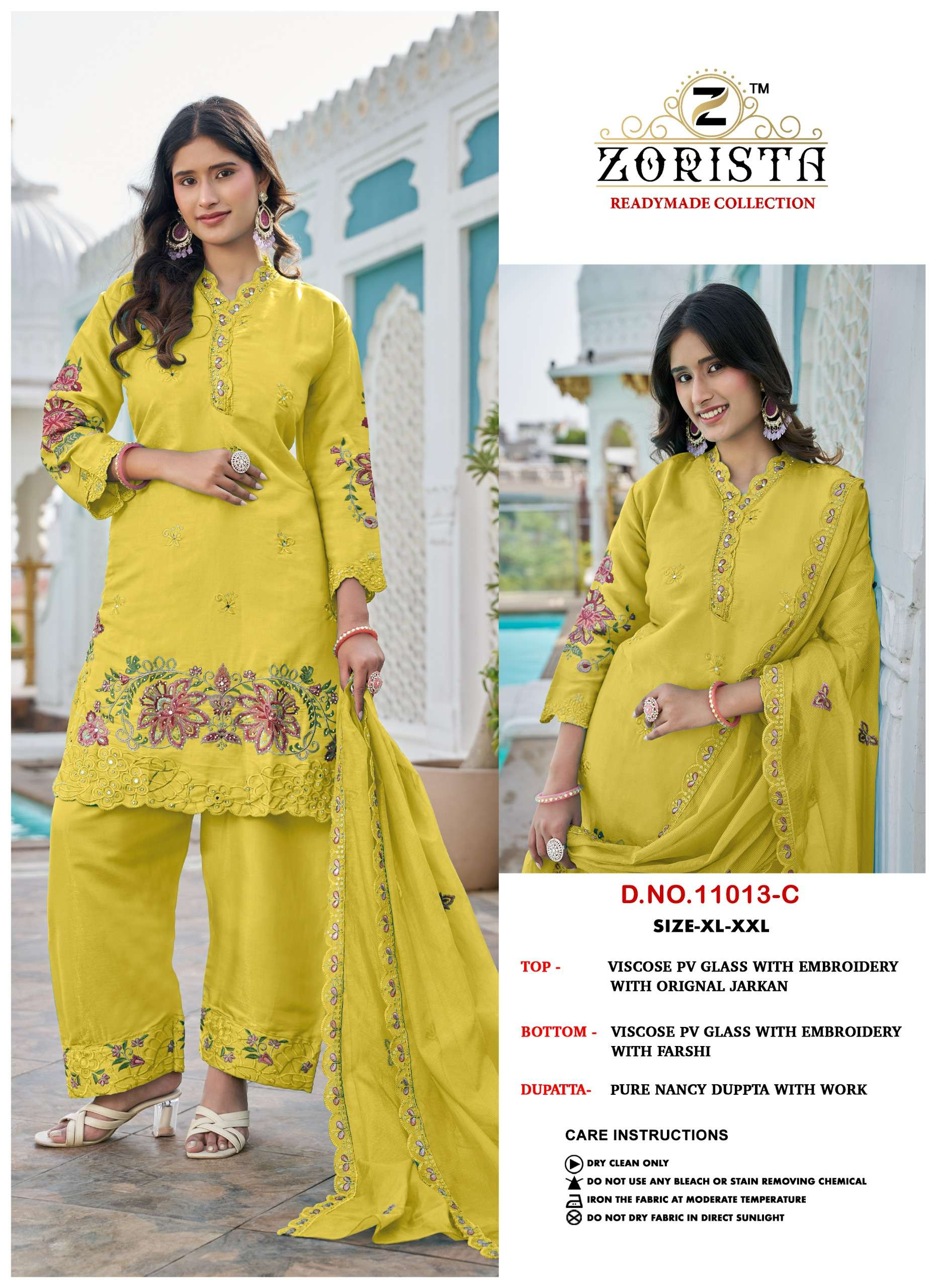 ZORISTA D NO 11013 SILK  WITH HEVAY EMBROIDERY DESIGNER WORK READY MADE SUIT
