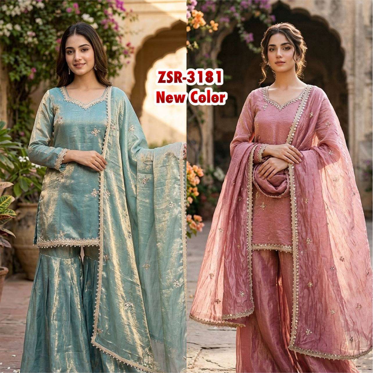 ZSR 3181 SILK SEQUENCE EMBROIDERY DESIGNER WORK PARTY WEAR LADIES SUITS 