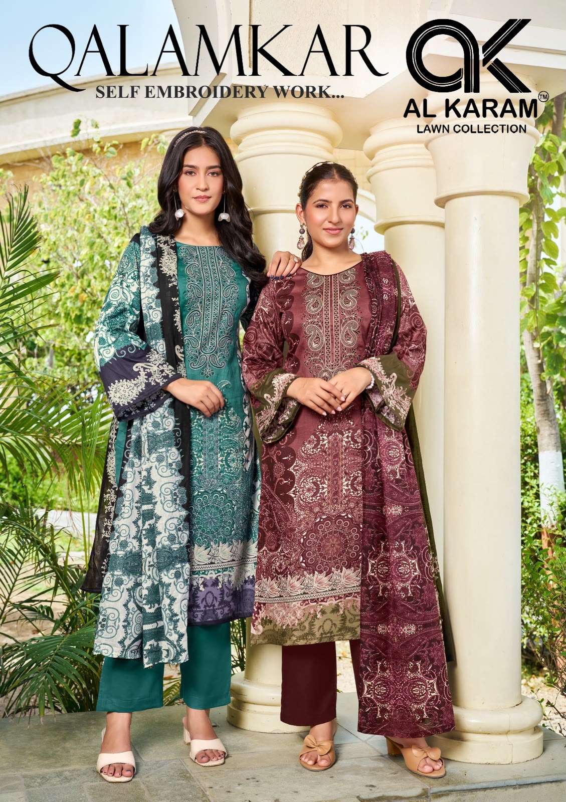 AL KARAM QALAMKAR COTTON DIGITAL PRINT WITH FANCY WORK SUIT
