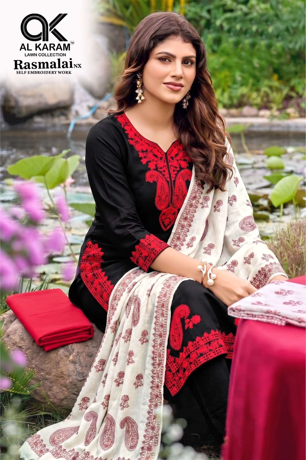 AL KARAM RASMALAI NX RAYON EMBROIDERY WORKS SUIT