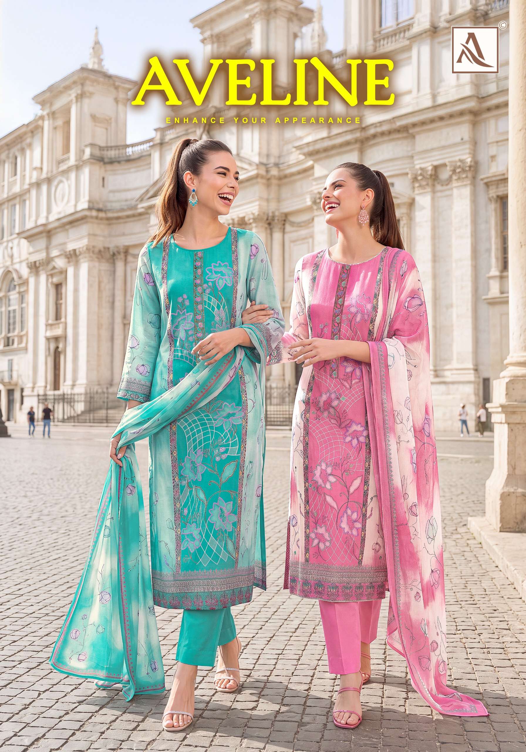 ALOK SUITS AVELINE VISCOSE DIGITAL PRINT WITH DESIGNER WORK SUIT