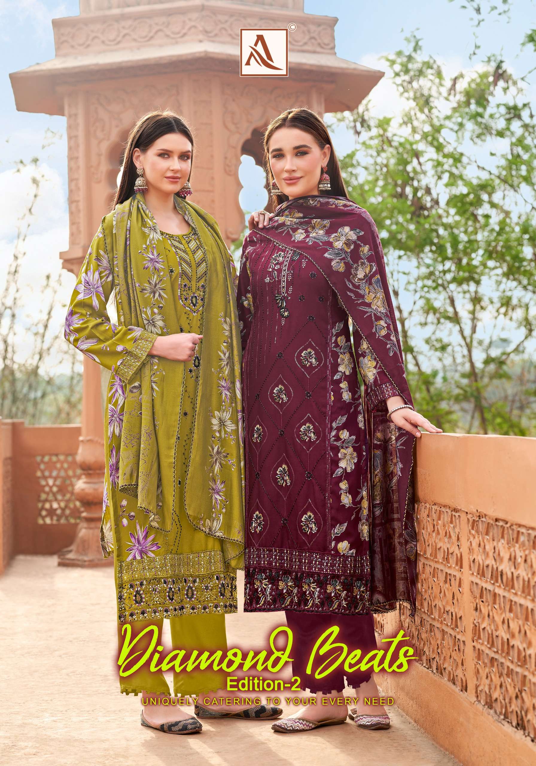 ALOK SUITS DIAMOND BEATS EDITION 2 RAYON PRINT WITH FANCY EMBROIDERY WORK SUIT