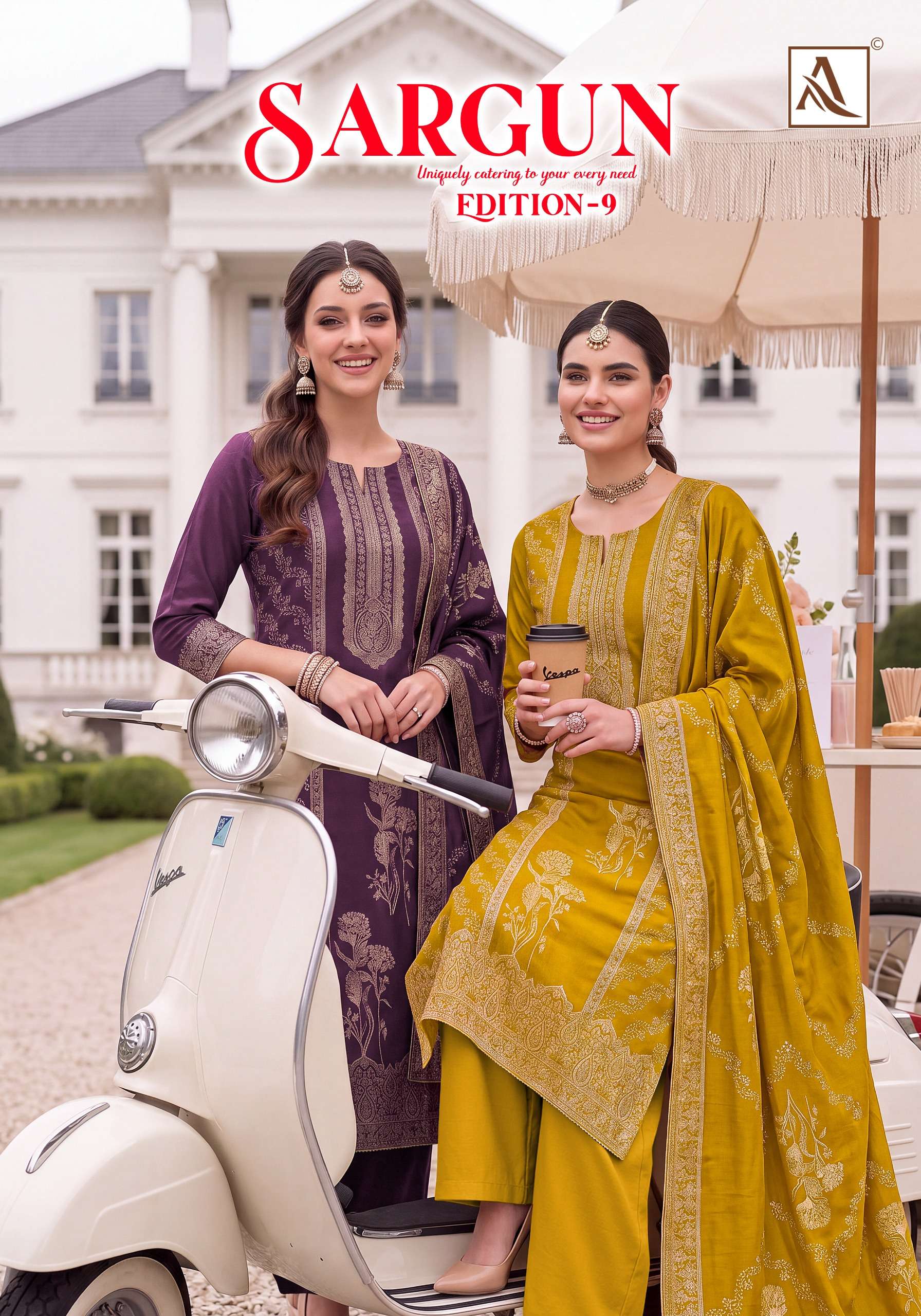 ALOK SUITS SARGUN VOL 9 VISCOSE JACQUARD DESIGNER WORK LADIES SUIT