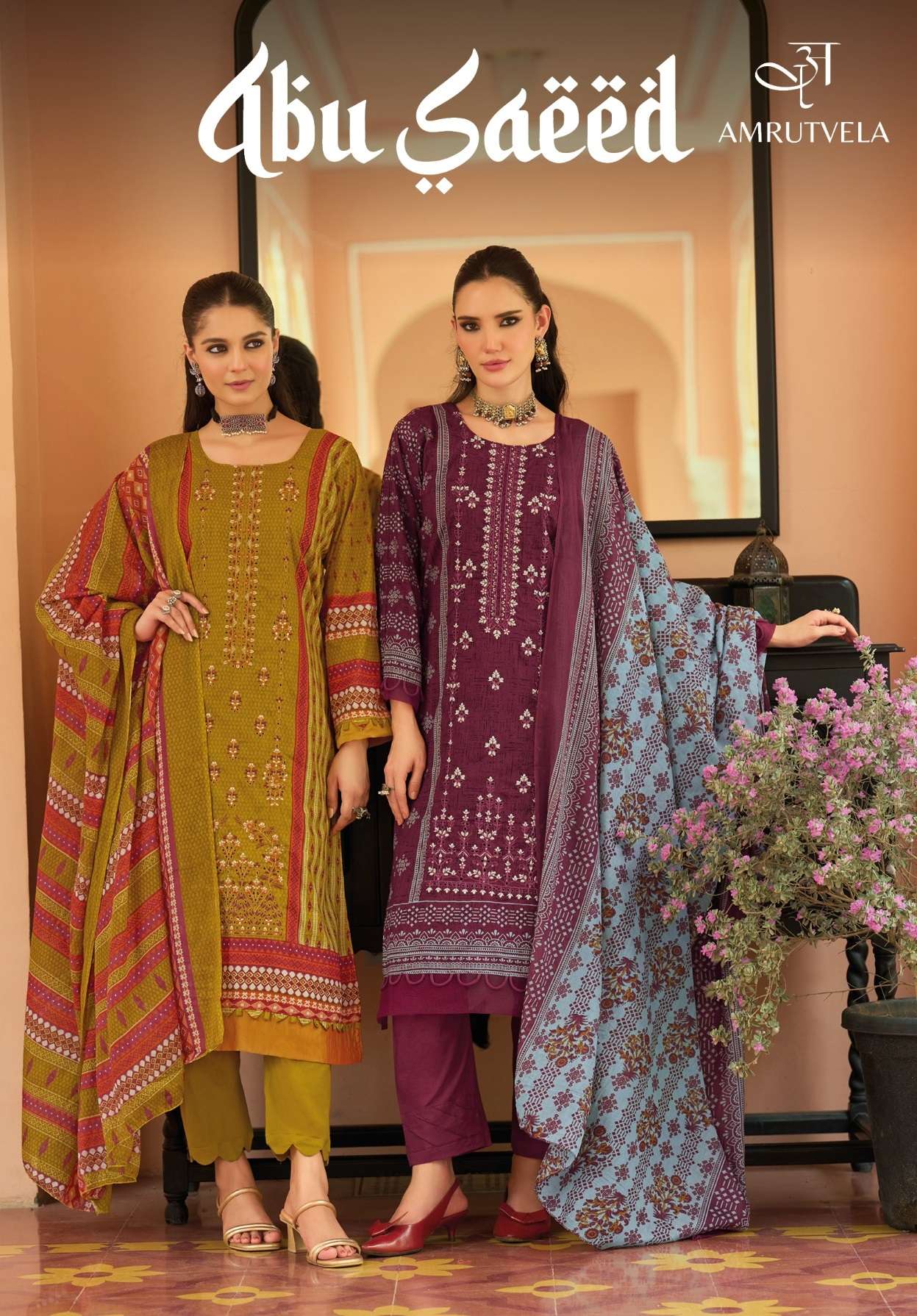AMRUTVELA TEXTILE ABU SAEED COTTON DIGITAL PRINTS WITH EMBROIDERY WORK SUIT
